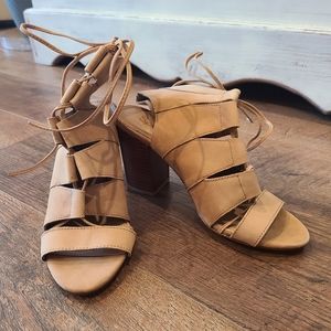 Splendid Suede Tie Up Heels Size 7.5